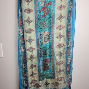 100% Pure Silk Elephant Scarf 68 X 20.